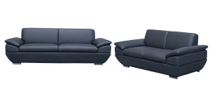 Sline Grey Bonded Leather 3 + 2 Sofa Set With Chrome Legs