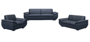 Sline Grey Bonded Leather 3 + 2 + 1 Sofa Set With Chrome Legs