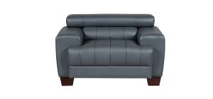 Milano Grey Bonded Leather Armchair With Adjustable Headrests And Wooden Legs
