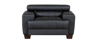Milano Black Bonded Leather Armchair With Adjustable Headrests And Wooden Legs