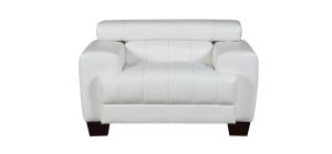Milano White Bonded Leather Armchair With Adjustable Headrests And Wooden Legs