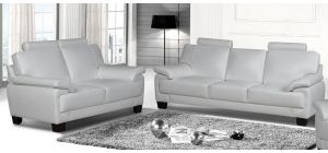 Texas White Bonded Leather 3 + 2 Sofa Set With Wooden Legs