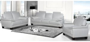 Texas White Bonded Leather 3 + 2 + 1 Sofa Set With Wooden Legs