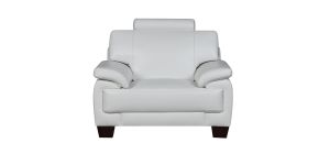 Stype White Bonded Leather Armchair With Wooden Legs