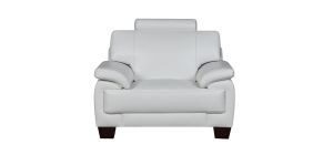 Texas White Bonded Leather Armchair With Wooden Legs