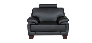 Stype Black Bonded Leather Armchair With Wooden Legs