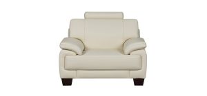 Stype Cream Bonded Leather Armchair With Wooden Legs