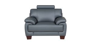 Texas Grey Bonded Leather Armchair With Wooden Legs