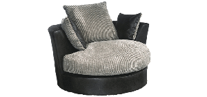Dylan Swivel Armchair Black And Grey Portobello Cord Delivery in 8 Weeks