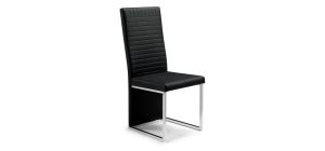 Tempo Dining Chair - Black Faux Leather - Chrome Plating - Chromed Metalwork