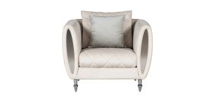 Troy Cream Fabric Armchair Plush Velvet With Chrome Legs