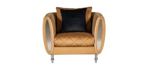 Troy Coffee Fabric Armchair Plush Velvet With Chrome Legs