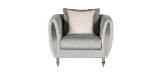 Troy Grey Fabric Armchair Plush Velvet With Chrome Legs