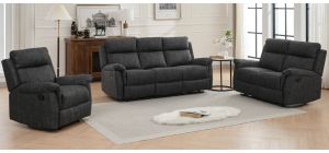 Rufus Charcoal Grey Fabric 3 + 2 + 1 Manual Recliner Sofa Set