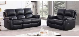 Valencia Black Leathaire 3 + 2 Manual Recliners Sofa Set