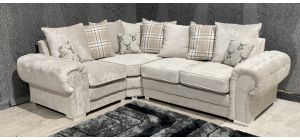 Verona Mink LHF Scatter Back Fabric Corner Sofa With Chrome Legs