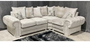 Verona Mink RHF Scatter Back Fabric Corner Sofa With Chrome Legs
