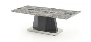 Zante Coffee Table Marble Top with Charcoal Grey Matt Base and Brushed Stainless Steel Plinth