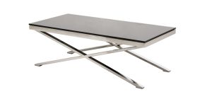 Zara Coffee Table Chrome Base with Black Tempered Glass Top