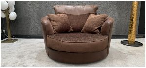 Zina Fabric Armchair 1 Seater Chocolate Brown Chenille Swivel Armchair 46758
