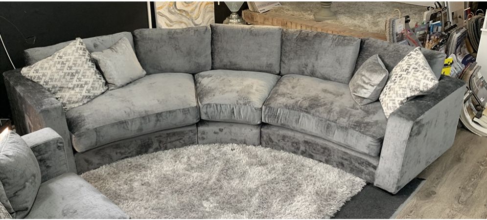 Arch Grey Grand Curve Fabric Corner, Curved Corner Sofa