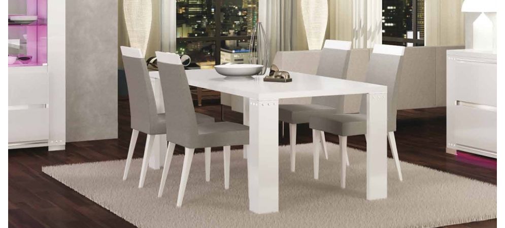 Elegance Diamond White 1 9m Dining, White Dining Room Table And Six Chairs