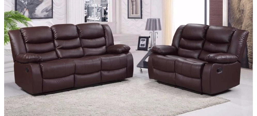 Roman Brown Recliner Leather Sofa Set 3 2 Seater Bonded Leather 6 Weeks Delivery Online Sofa Wholesale