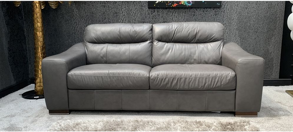 Venezia Semi Aniline Leather Sofa 3 Seater Grey Ex Display Showroom Model 46606 Whole Venezia Semi Aniline Leather Sofa 3, Aniline Leather Sofa