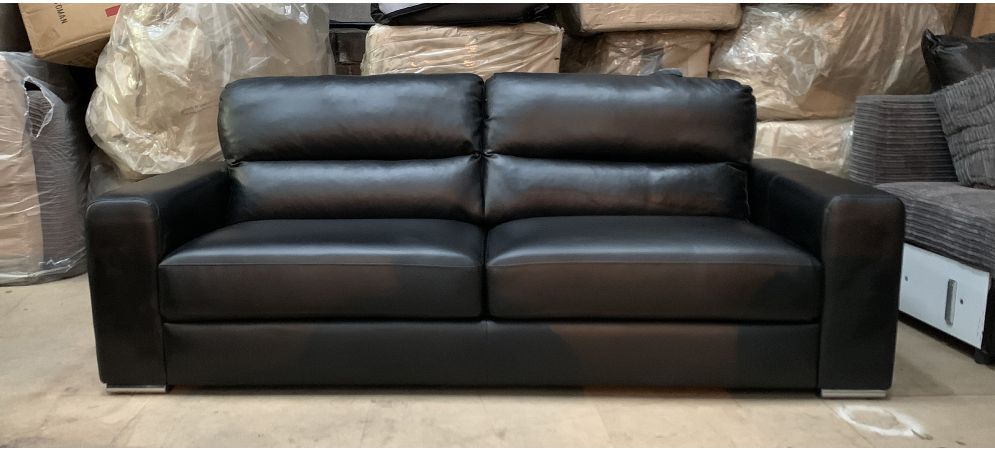 Naples Black Large Bonded Leather Sofa, Naples Leather Sofa