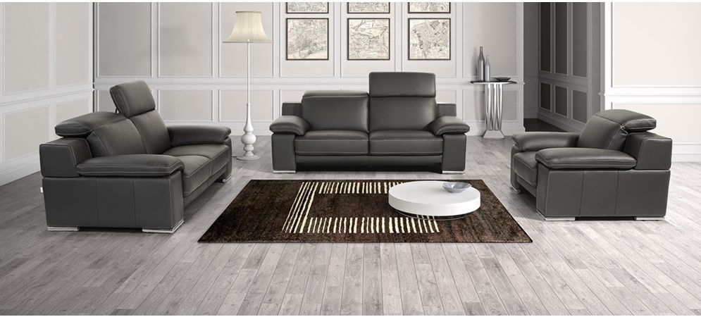 Modern black leather sofa shop with chrome legs