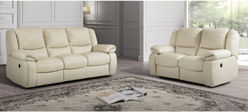 Lewis Cream Semi Aniline Leather 3 2 Sofa Set Electric Recliners Newtrend Available In A Range Of Leathers And Colours 10 Yr Frame 10 Yr Pocket