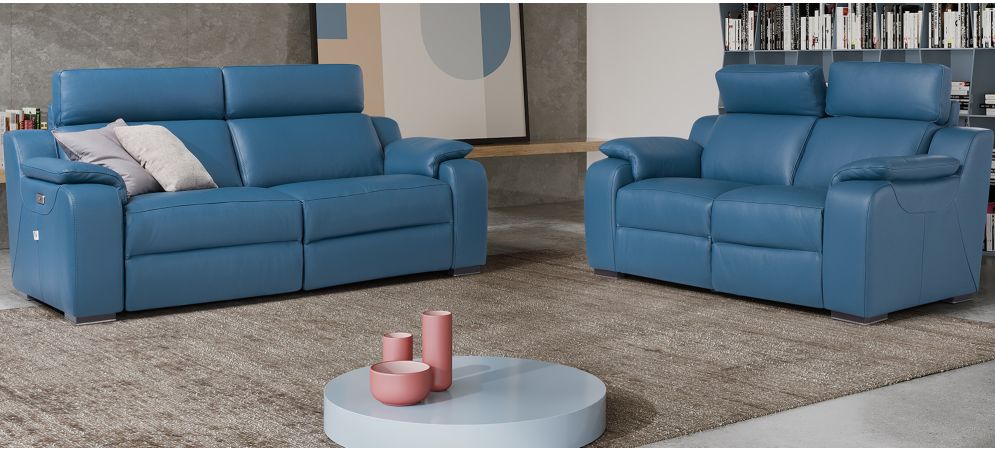 Teal blue leather sectional discount