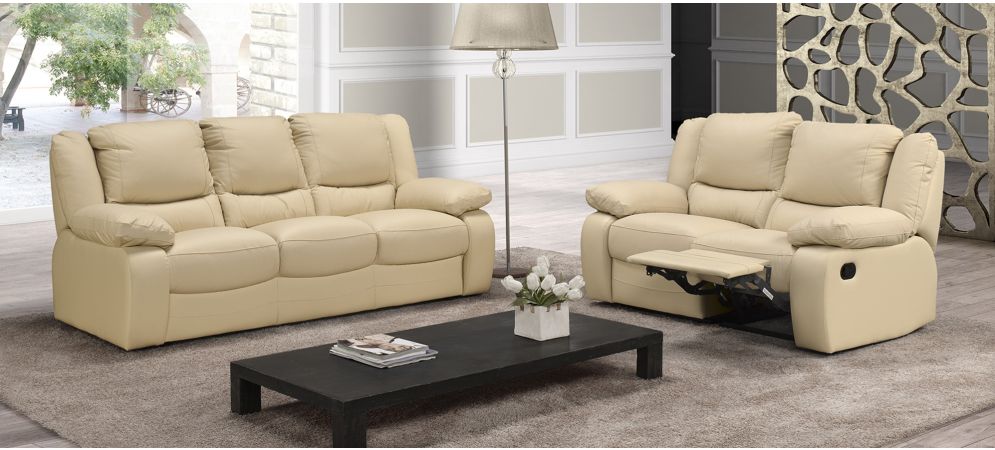 Cream colored top leather recliners