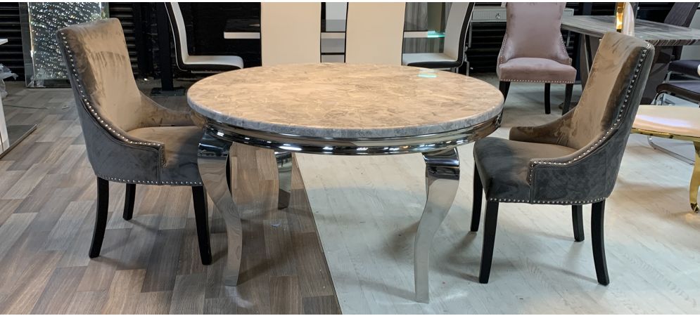 Round 1 3m Marble And Chrome Dining, Studded Dining Room Table