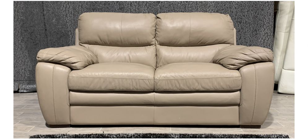 Beige Regular Leather Sofa Sisi Italia, Semi Aniline Leather Sofa