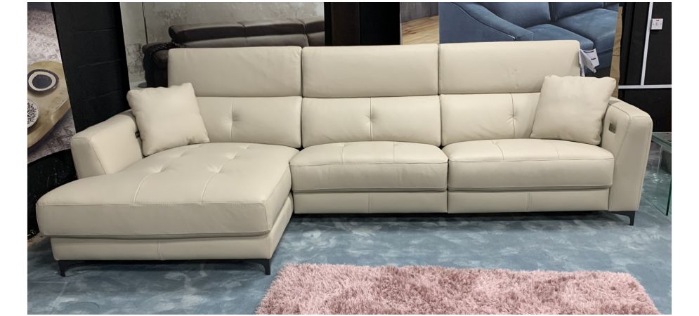 Cream leather new arrivals sectional recliner