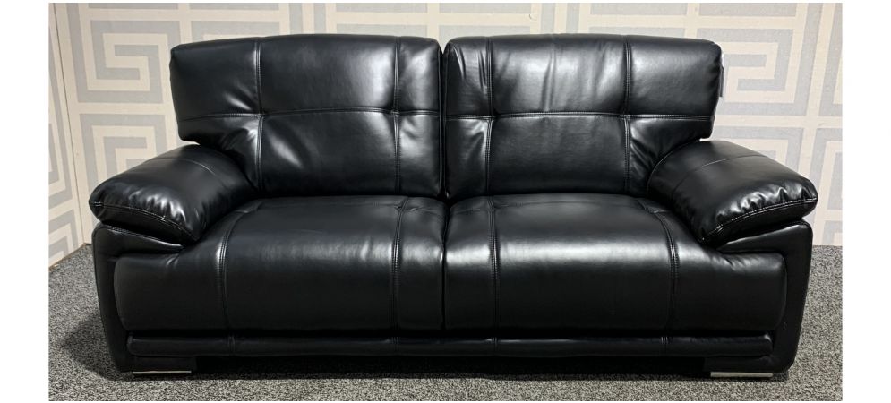 Plaza Black Bonded Leather Large Sofa, Bonded Leather Couch