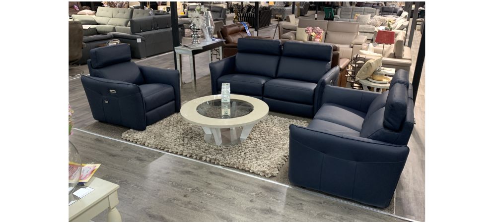 Navy blue leather loveseat recliner outlet