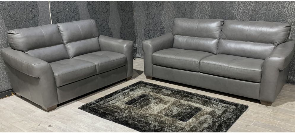 Capri Grey Leather 3 2 Sofa Set Sisi Italia Semi Aniline With Plastic Legs Ex Display Showroom Model 48928 Whole Capri Grey Leather 3 2 Sofa Set Sisi, Semi Leather Sofa Set