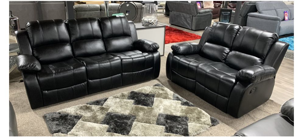 Valencia Black Corrected Grain Leather 3 2 Manual Recliner Sofa Set Whole Valencia Black Corrected Grain Leather, Valencia Leather Recliner Sofa