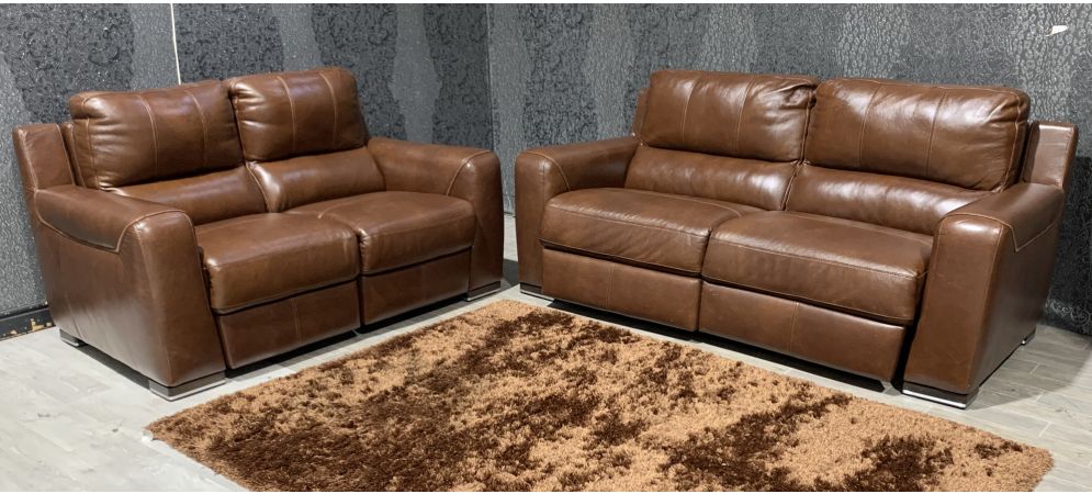 Lucca Brown Leather 3 2 Sofa Set Electric Recliner Sisi Italia Semi Aniline With Wooden Legs Ex Display Showroom Model 49016 Whole Sofa Set Electric Recliner Sisi Italia, Semi Aniline Leather Sofa
