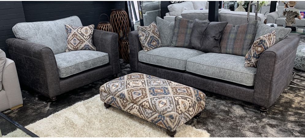 Morgan Fabric 4 Seater Scatter Back Formal Back Loveseat