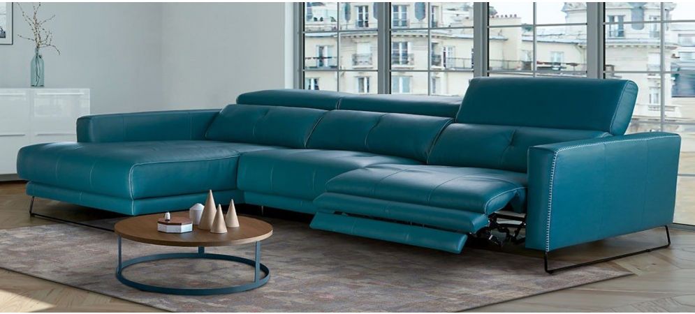 Isabel Newtrend Turquoise Lhf Corner, Semi Aniline Leather Sectional