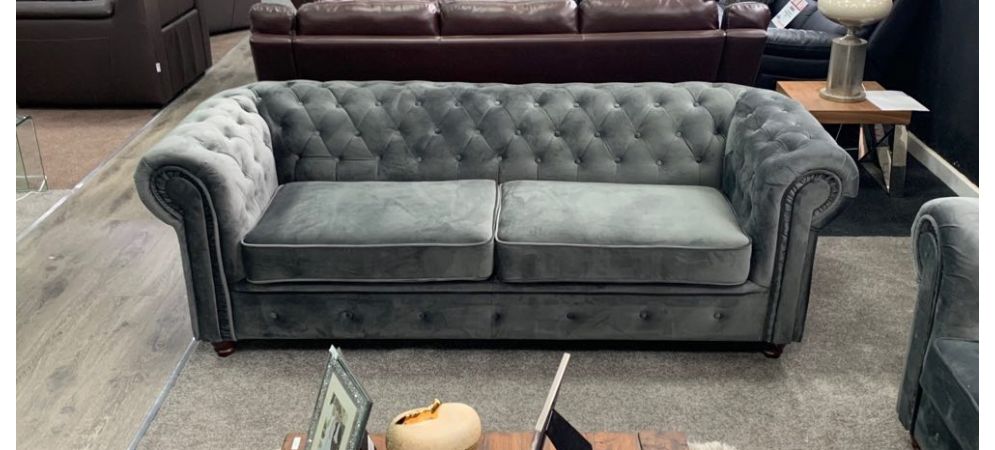 Seater Grey Plush Velvet Sofa, Leather And Velvet Sofa