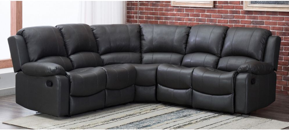 Black bonded top leather sectional