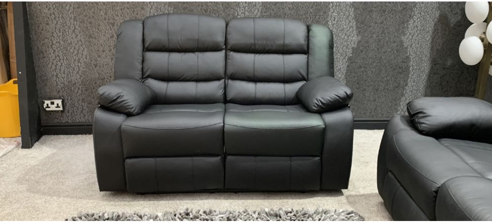 Roman Black Recliner Leather Sofa 2, Bonded Leather Reclining Sofa