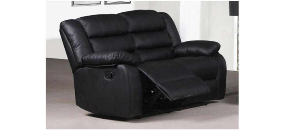 Black bonded leather store sofa