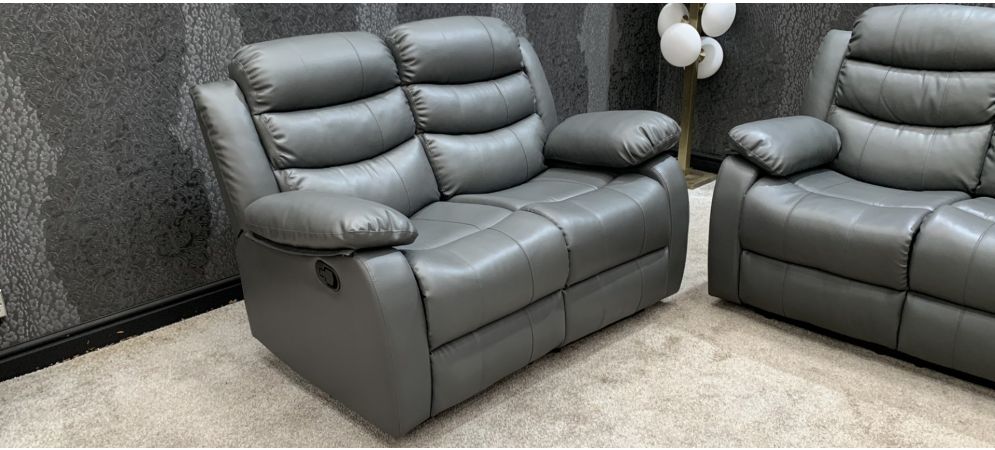 Roman Recliner Leather Sofa 2 Seater, Grey Leather Sofa And 2 Chairs