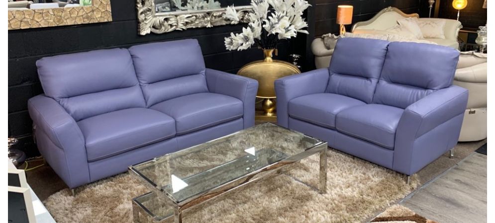 Winona Lavender Semi Aniline Newtrend 3, Purple Leather Sofa Bed