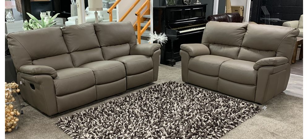 Semi Aniline Leather Sofa Set, Semi Leather Sofa Set